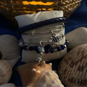 Elegant Silver and Blue Bracelet Set